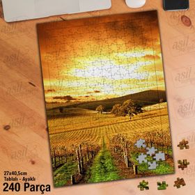 Asil Hobi Tarla-Ekin-Bahçe-Gün Batımı-Doğa Yapboz-Ayak Destekli Çerçeveli 240 Parça Puzzle