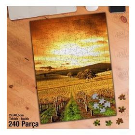 Asil Hobi Tarla-Ekin-Bahçe-Gün Batımı-Doğa Yapboz-Ayak Destekli Çerçeveli 240 Parça Puzzle