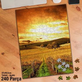Asil Hobi Tarla-Ekin-Bahçe-Gün Batımı-Doğa Yapboz-Ayak Destekli Çerçeveli 240 Parça Puzzle