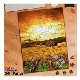 Asil Hobi Tarla-Ekin-Bahçe-Gün Batımı-Doğa Yapboz-Ayak Destekli Çerçeveli 240 Parça Puzzle