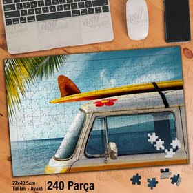 Asil Hobi Tatil-Woswos-Araba-Ağaç-Deniz Yapboz-Ayak Destekli Çerçeveli 240 Parça Puzzle