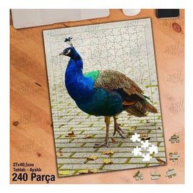 Asil Hobi Tavus Kuşu-Doğa-Hayvan Yapboz-Ayak Destekli Çerçeveli 240 Parça Puzzle