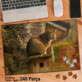 Asil Hobi Tekir-Kedi-Bahçe-Sevimli Hayvan Yapboz-Ayak Destekli Çerçeveli 240 Parça Puzzle