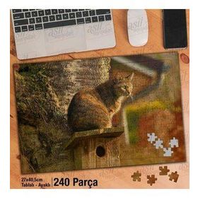 Asil Hobi Tekir-Kedi-Bahçe-Sevimli Hayvan Yapboz-Ayak Destekli Çerçeveli 240 Parça Puzzle