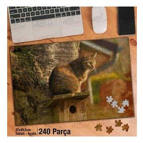 Asil Hobi Tekir-Kedi-Bahçe-Sevimli Hayvan Yapboz-Ayak Destekli Çerçeveli 240 Parça Puzzle
