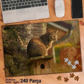 Asil Hobi Tekir-Kedi-Bahçe-Sevimli Hayvan Yapboz-Ayak Destekli Çerçeveli 240 Parça Puzzle
