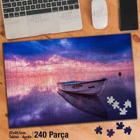 Asil Hobi Tekne-Deniz-Akşam Üstü-Gökyüzü Yapboz-Ayak Destekli Çerçeveli 240 Parça Puzzle