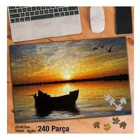 Asil Hobi Tekne-Gün Batımı-Deniz-Martı Yapboz-Ayak Destekli Çerçeveli 240 Parça Puzzle