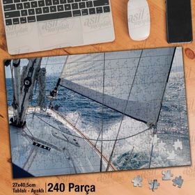Asil Hobi Tekne-Yelken-Deniz-Dalgalar-Doğa Yapboz-Ayak Destekli Çerçeveli 240 Parça Puzzle