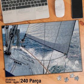 Asil Hobi Tekne-Yelken-Deniz-Dalgalar-Doğa Yapboz-Ayak Destekli Çerçeveli 240 Parça Puzzle