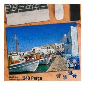 Asil Hobi Tekneler-Liman-Deniz-Ege Kasabası Yapboz-Ayak Destekli Çerçeveli 240 Parça Puzzle