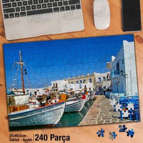 Asil Hobi Tekneler-Liman-Deniz-Kasaba Yapboz-Ayak Destekli Çerçeveli 240 Parça Puzzle