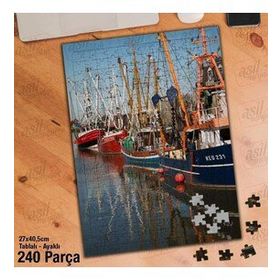 Asil Hobi Tekneler-Liman-Gemi-Deniz-Balıkçı Yapboz-Ayak Destekli Çerçeveli 240 Parça Puzzle
