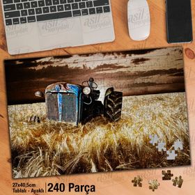 Asil Hobi Terk Edilmiş Paslı Traktör-Tarla-Buğday Yapboz-Ayak Destekli Çerçeveli 240 Parça Puzzle