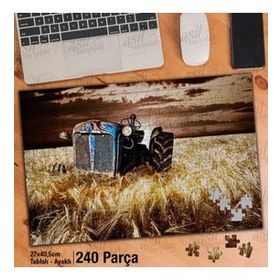 Asil Hobi Terk Edilmiş Paslı Traktör-Tarla-Buğday Yapboz-Ayak Destekli Çerçeveli 240 Parça Puzzle