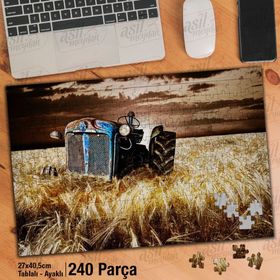 Asil Hobi Terk Edilmiş Paslı Traktör-Tarla-Buğday Yapboz-Ayak Destekli Çerçeveli 240 Parça Puzzle