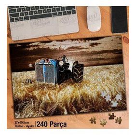 Asil Hobi Terk Edilmiş Paslı Traktör-Tarla-Buğday Yapboz-Ayak Destekli Çerçeveli 240 Parça Puzzle