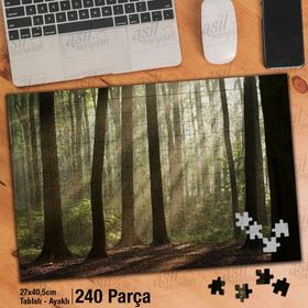 Asil Hobi Ters Işık-Orman-Sıralı Ağaçlar-Doğa Yapboz-Ayak Destekli Çerçeveli 240 Parça Puzzle