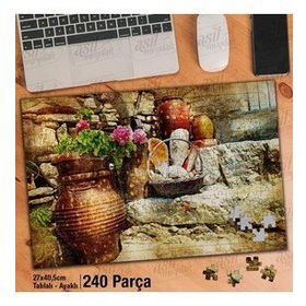 Asil Hobi Testi-Vazo-Küp-Çiçekler-Sepet Yapboz-Ayak Destekli Çerçeveli 240 Parça Puzzle
