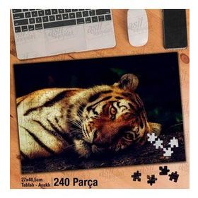 Asil Hobi Tiger-Kaplan-Vahşi Hayvan-Doğa Yapboz-Ayak Destekli Çerçeveli 240 Parça Puzzle