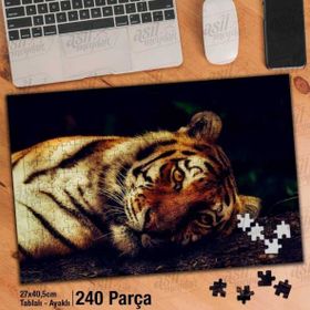 Asil Hobi Tiger-Kaplan-Vahşi Hayvan-Doğa Yapboz-Ayak Destekli Çerçeveli 240 Parça Puzzle