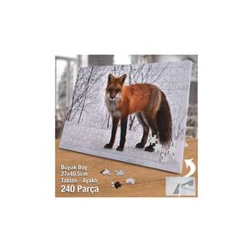 Asil Hobi Tilki-Doğa-Vahşi Hayvan-Kış-Kar Yapboz-Ayak Destekli Çerçeveli 240 Parça Puzzle