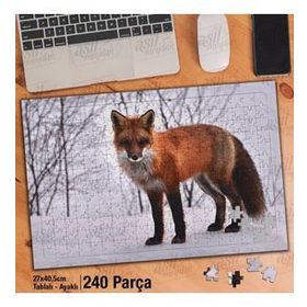 Asil Hobi Tilki-Doğa-Vahşi Hayvan-Kış-Kar Yapboz-Ayak Destekli Çerçeveli 240 Parça Puzzle