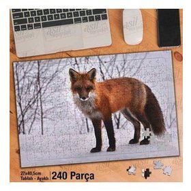 Asil Hobi Tilki-Doğa-Vahşi Hayvan-Kış-Kar Yapboz-Ayak Destekli Çerçeveli 240 Parça Puzzle
