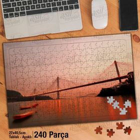 Asil Hobi Ting Kau Köprüsü-Mimari-Gün Batımı Yapboz-Ayak Destekli Çerçeveli 240 Parça Puzzle