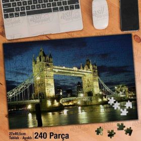 Asil Hobi Tower Bridge-Londra-Açılır Köprü Yapboz-Ayak Destekli Çerçeveli 240 Parça Puzzle