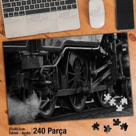 Asil Hobi Tren-Demiryolu-Duman-Yakın Çekim Yapboz-Ayak Destekli Çerçeveli 240 Parça Puzzle