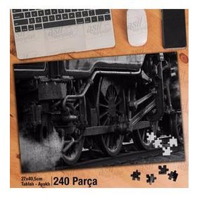 Asil Hobi Tren-Demiryolu-Duman-Yakın Çekim Yapboz-Ayak Destekli Çerçeveli 240 Parça Puzzle