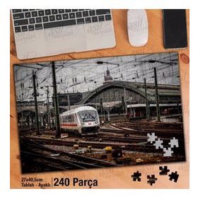 Asil Hobi Tren Istasyonu-Köln-Tren-Demiryolu Yapboz-Ayak Destekli Çerçeveli 240 Parça Puzzle