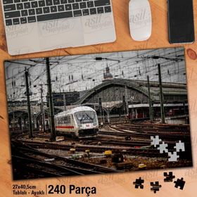 Asil Hobi Tren Istasyonu-Köln-Tren-Demiryolu Yapboz-Ayak Destekli Çerçeveli 240 Parça Puzzle