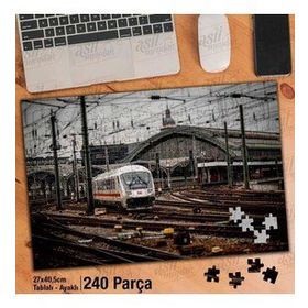 Asil Hobi Tren Istasyonu-Köln-Tren-Demiryolu Yapboz-Ayak Destekli Çerçeveli 240 Parça Puzzle