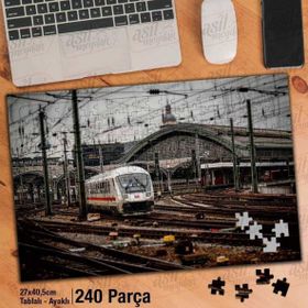 Asil Hobi Tren Istasyonu-Köln-Tren-Demiryolu Yapboz-Ayak Destekli Çerçeveli 240 Parça Puzzle