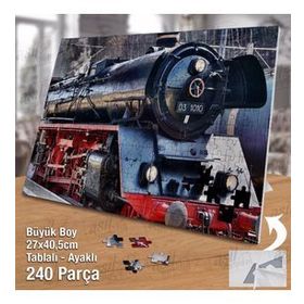 Asil Hobi Tren-Lokomotif-Demir Yolu Yapboz-Ayak Destekli Çerçeveli 240 Parça Puzzle