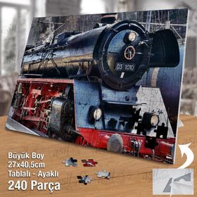 Asil Hobi Tren-Lokomotif-Demir Yolu Yapboz-Ayak Destekli Çerçeveli 240 Parça Puzzle
