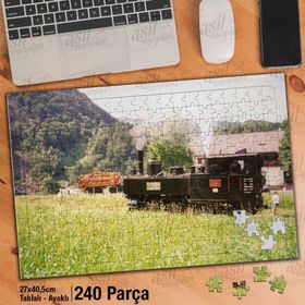 Asil Hobi Tren-Lokomotif-Demir Yolu Yapboz-Ayak Destekli Çerçeveli 240 Parça Puzzle