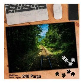 Asil Hobi Tren Rayları-Ağaçlar-Doğa-Manzara Yapboz-Ayak Destekli Çerçeveli 240 Parça Puzzle