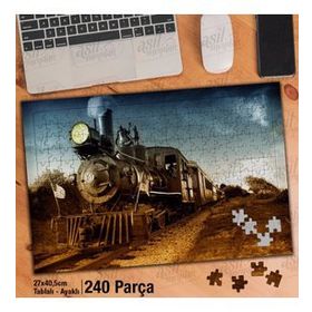 Asil Hobi Tren Rayları-Lokomotif-Yolculuk Yapboz-Ayak Destekli Çerçeveli 240 Parça Puzzle