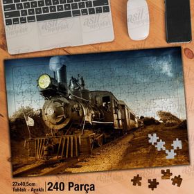 Asil Hobi Tren Rayları-Lokomotif-Yolculuk Yapboz-Ayak Destekli Çerçeveli 240 Parça Puzzle