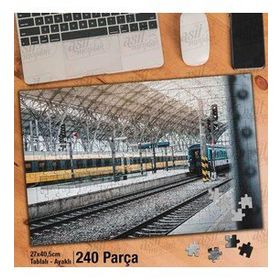 Asil Hobi Tren Rayları-Taşımacılık-Demiryolu Yapboz-Ayak Destekli Çerçeveli 240 Parça Puzzle