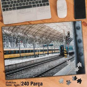 Asil Hobi Tren Rayları-Taşımacılık-Demiryolu Yapboz-Ayak Destekli Çerçeveli 240 Parça Puzzle