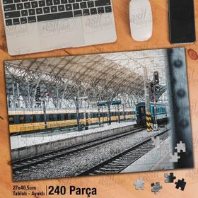 Asil Hobi Tren Rayları-Taşımacılık-Demiryolu Yapboz-Ayak Destekli Çerçeveli 240 Parça Puzzle
