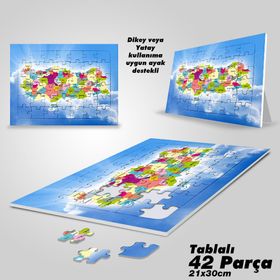 Asil Hobi Türkiye Haritası-Yapboz-Ayak Destekli Çerçeveli 42 Parça Puzzle