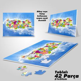 Asil Hobi Türkiye Haritası-Yapboz-Ayak Destekli Çerçeveli 42 Parça Puzzle