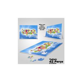 Asil Hobi Türkiye Haritası-Yapboz-Ayak Destekli Çerçeveli 42 Parça Puzzle