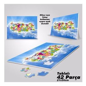 Asil Hobi Türkiye Haritası-Yapboz-Ayak Destekli Çerçeveli 42 Parça Puzzle