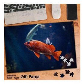 Asil Hobi Turuncu Balık-Doğa-Deniz-Okyanus Yapboz-Ayak Destekli Çerçeveli 240 Parça Puzzle